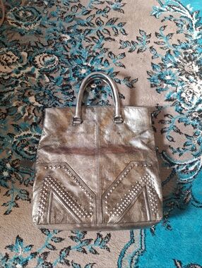 MCM LIMITED EDITION NWOT Metallic Studded Tote Bag - Silver